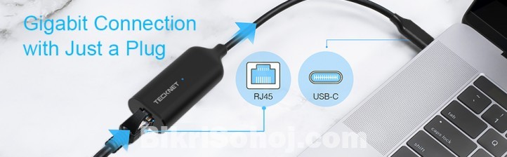 TEOKEOO USB-C Adapter with 3-Port USB 3.0 & Gigabit Port